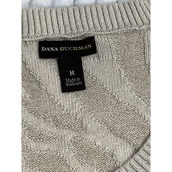 DANA BUCHMAN Textured Zebra Sparkle Print Crew MED - Picture 2 of 5